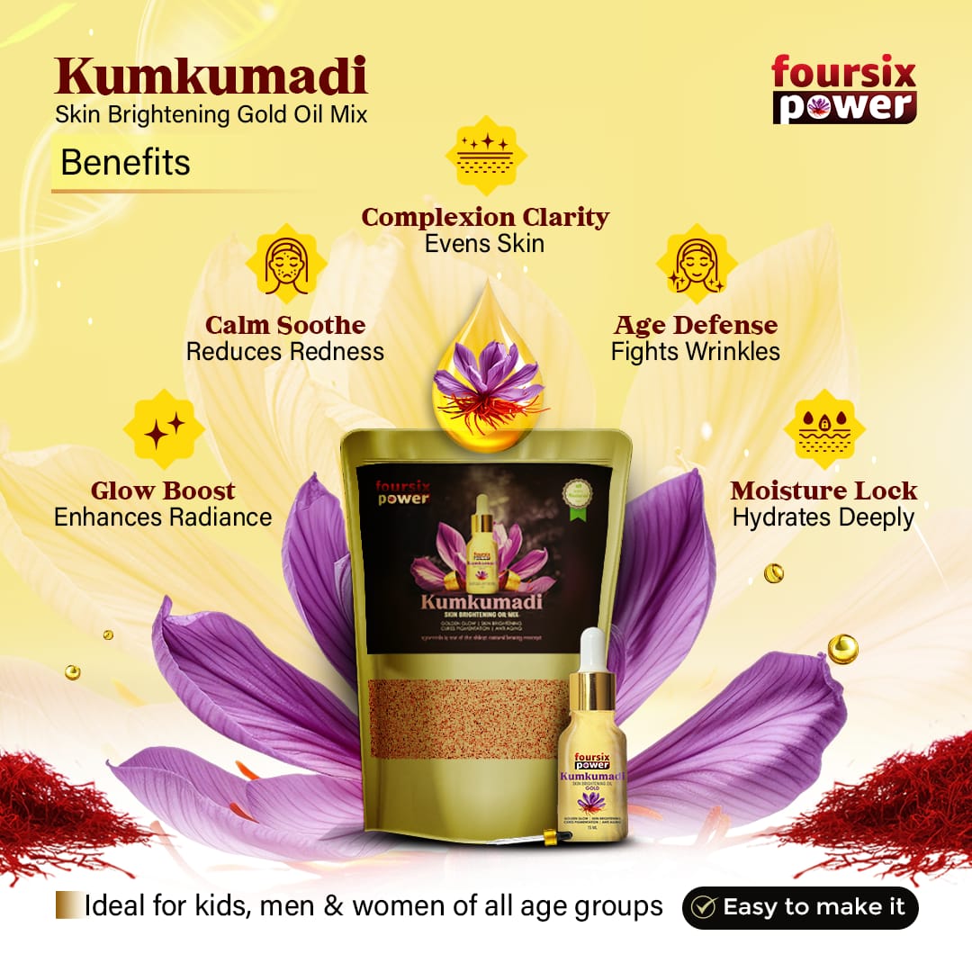 Kumkumadi Skin Brightening Oil Gold ( 50% Extra Saffron & Goat Milk )